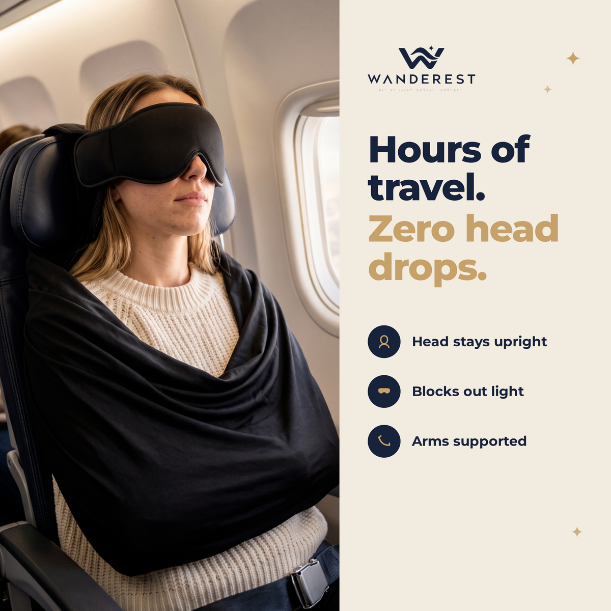 WANDEREST 3-in-1 travel sleep set - hours of travel, zero head drops